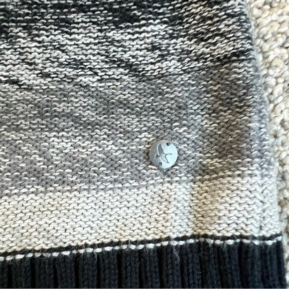 Eddie Bauer Black Grey Stripe 1/4 Zip Up Cotton Knit Sweater, Size Large - Picture 6 of 9